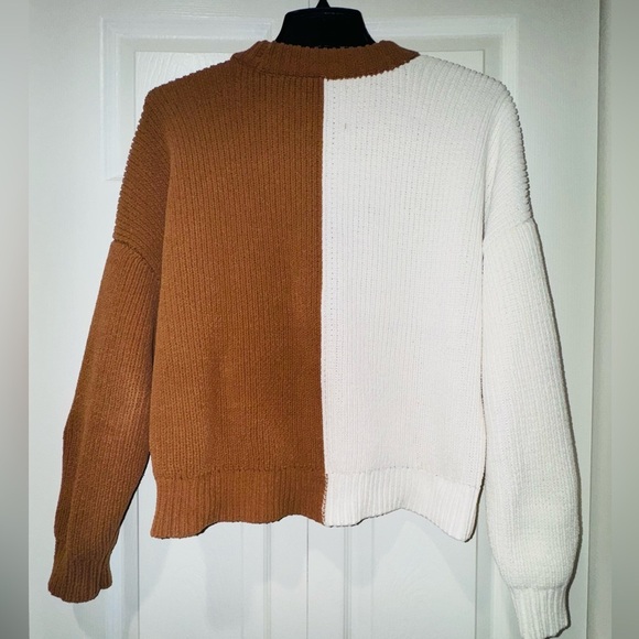 Abercrombie & Fitch Two-Tone off white and rusty light brown sweater size S VGUC - Picture 2 of 8